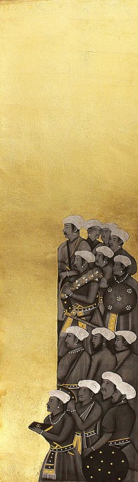 Shamsuddin Tanwri, 12 x 42 Inch, Graphite Gold and Silver Leaf on Paper, Figurative Painting, AC-SUT-075